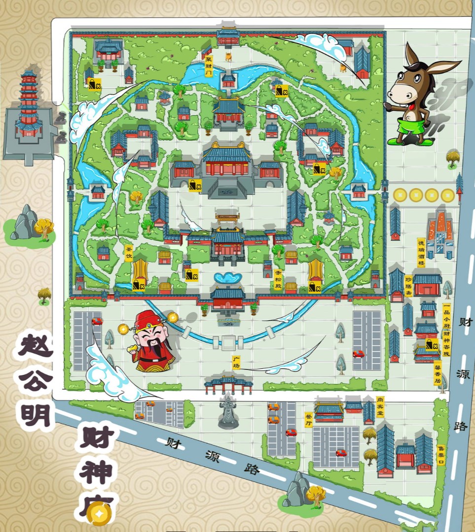 昌化镇寺庙类手绘地图